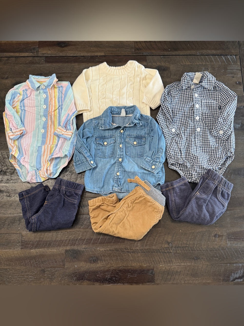 3-6M Preppy Baby Boy Mix Match OshKosh Gap Carters | Gingham Pastels Cords Denim
